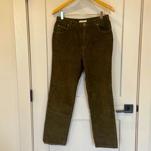 vintage cords in moss green